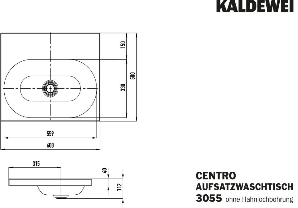 CENTRO AUFSATZWASCHTISCH (RANDHÖHE 40MM)