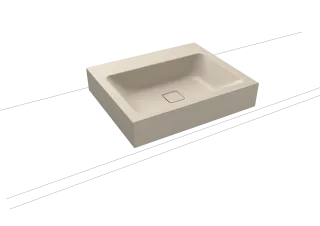 CONO AUFSATZWASCHTISCH (RANDHÖHE 120 MM), Mod.3085 600x500mm, warm beige 20, Perl-Effekt, Antidröhn ohne Überlauf