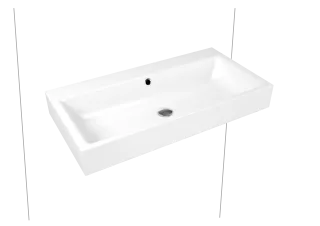 PURO WANDWASCHTISCH, Mod.3165 900x460mm, cool grey 90, Perl-Effekt, Antidröhn mit 1-er Hahnlochbohrung, mit Überlauf, Sichtteile alpinweiß