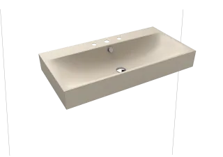 SILENIO WANDWASCHTISCH, Mod.3045 900x460mm, warm beige 20, Perl-Effekt, Antidröhn mit 3-er Hahnlochbohrung, mit Überlauf, Sichtteile chrom