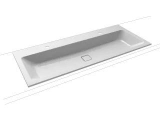 CONO EINBAU-DOPPELWASCHTISCH, Mod.3082-D 1200x500 mm, manhattan, Perl-Effekt, Antidröhn mit 2x1-er Hahnlochbohrung für Doppelwaschtisch, ohne Überlauf