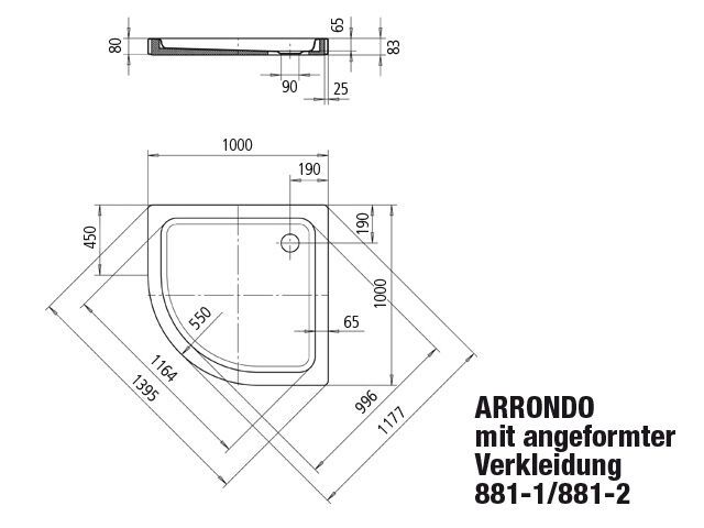 ARRONDO MIT ANGEFORMTER VERKLEIDUNG Duschwanne