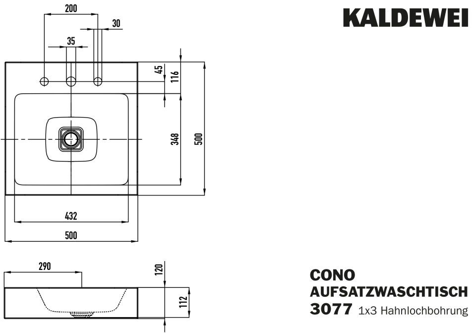 CONO AUFSATZWASCHTISCH (RANDHÖHE 120 MM)