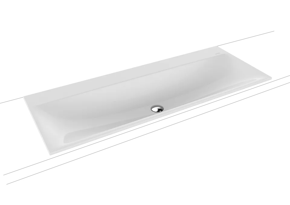 SILENIO EINBAUWASCHTISCH Einbau-Doppelwaschtisch, Mod.3039 1200x460mm alpinweiß matt, Perl-Effekt, Antidröhn, mit 3-er Hahnlochbohrung, Sichtteile alpinweiß