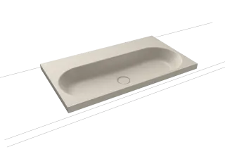 CENTRO AUFSATZWASCHTISCH (RANDHÖHE 40MM), Mod.3056 900x500mm, warm grey 10, Perl-Effekt, Antidröhn ohne Überlauf