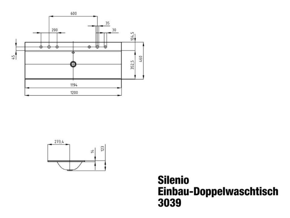 SILENIO EINBAU-DOPPELWASCHTISCH