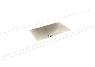SILENIO UNTERBAUWASCHTISCH, Mod.3047 634x391mm, warm beige 20, Perl-Effekt, Antidröhn mit Überlauf , Sichtteile chrom