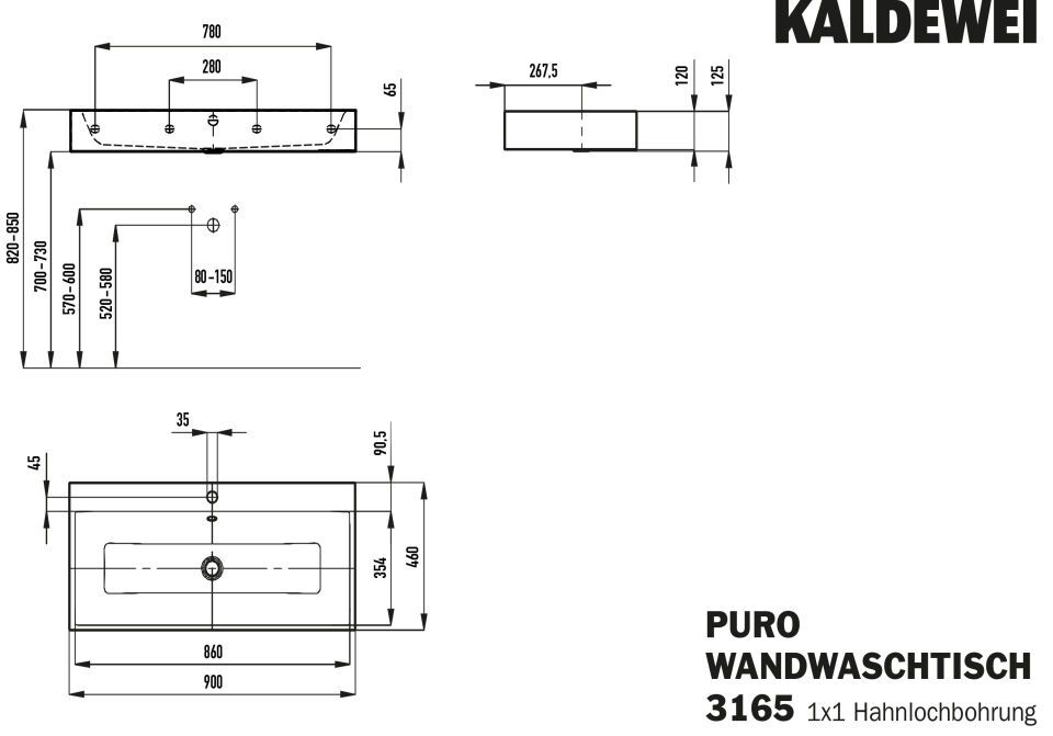 PURO WANDWASCHTISCH