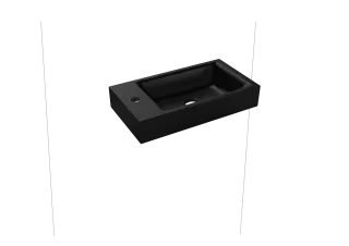 PURO WAND-HANDWASCHTISCH, Mod.3162 550x300mm, schwarz matt 100, Linksausführung, Perl-Effekt, Antidröhn mit 1-er Hahnlochbohrung, ohne Überlauf