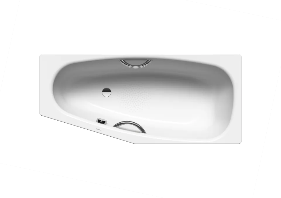 Badewanne MINI STAR links, Mod.833 1570x750mm alpinweiß, mit Griffloch, Antislip, Perl-Effekt