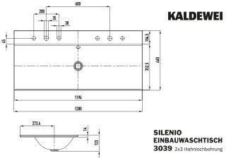SILENIO EINBAU-DOPPELWASCHTISCH, Mod.3039-D 1200x 460mm, alpinweiß matt, Perl-Effekt, Antidröhn mit 2x3-er Hahnlochborhung für Doppelwaschtisch, mit Überlauf, Sichtteile alpinweiß