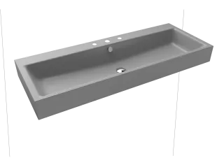PURO WANDWASCHTISCH, Mod.3167 1200x460mm, cool grey 30, Perl-Effekt, Antidröhn mit 3-er Hahnlochbohrung, mit Überlauf, Sichtteile chrom