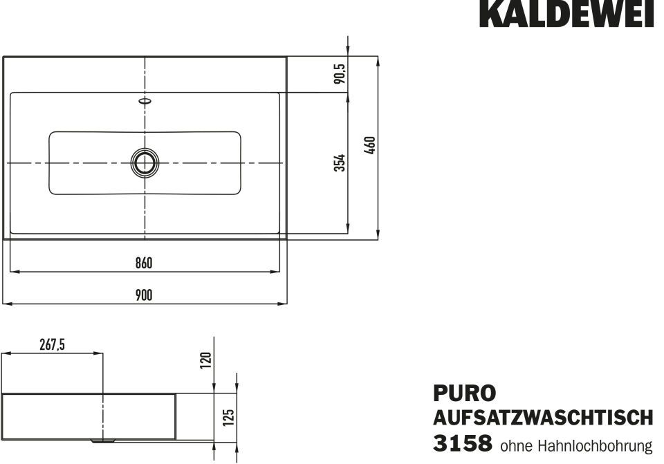 PURO AUFSATZWASCHTISCH (RANDHÖHE 120 MM)