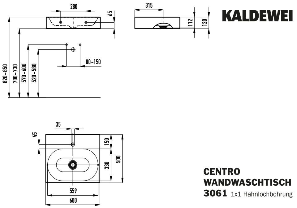 CENTRO WANDWASCHTISCH