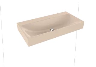 SILENIO WANDWASCHTISCH, Mod.3045 900x460mm, bahamabeige, Perl-Effekt, Antidröhn mit 1-er Hahnlochbohrung, mit Überlauf, Sichtteile alpinweiß
