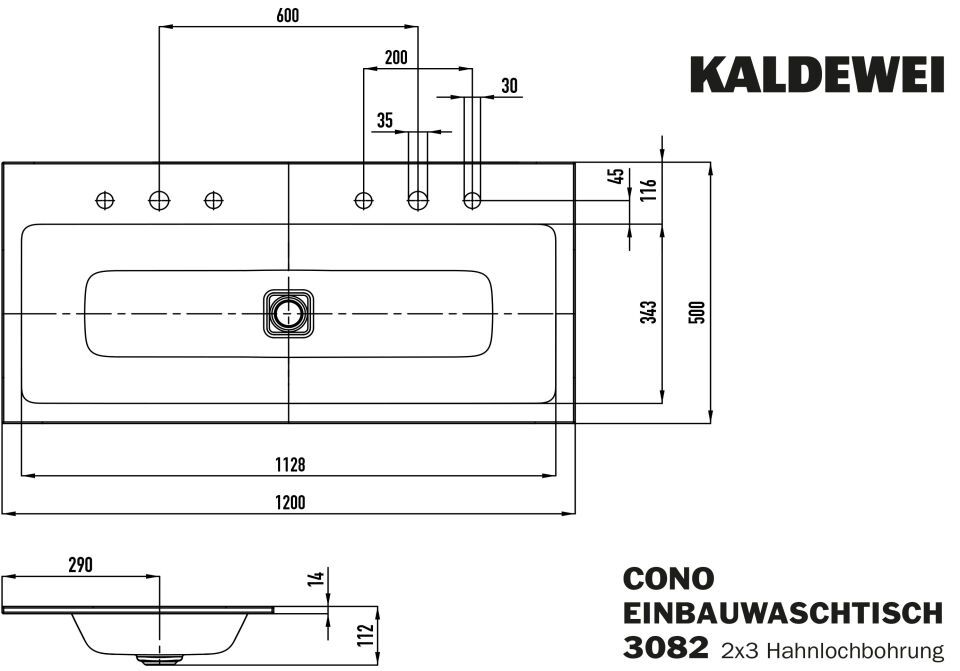 CONO EINBAU-DOPPELWASCHTISCH