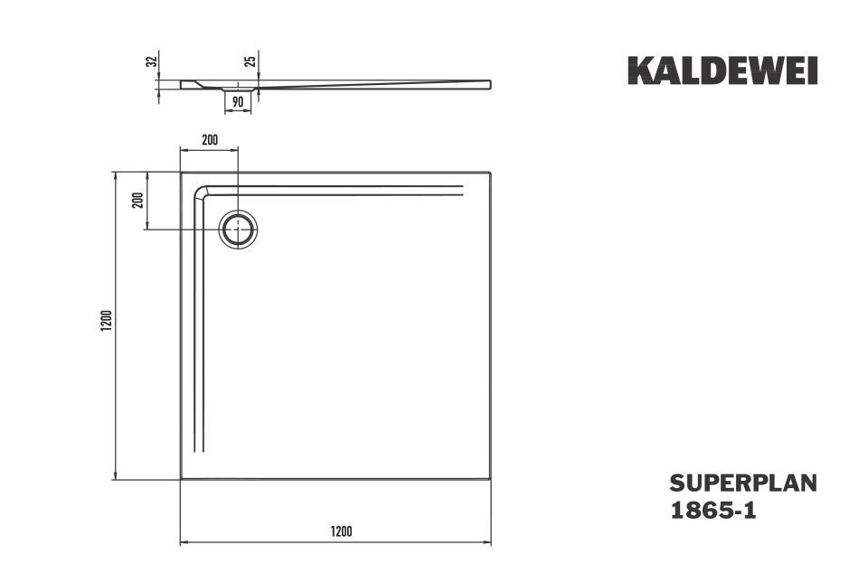 Duschfläche SUPERPLAN, Mod.1865-1 1200x1200mm, warm grey 50, Invisible Grip