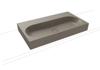 CENTRO AUFSATZWASCHTISCH (RANDHÖHE 120 MM), Mod.3058 900x500mm, warm grey 60, Perl-Effekt, Antidröhn ohne Überlauf