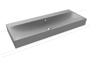 SILENIO AUFSATZWASCHTISCH (RANDHÖHE 120 MM), Mod.3049 1200x460mm, cool grey 30, Perl-Effekt, Antidröhn mit Überlauf, Sichtteile chrom