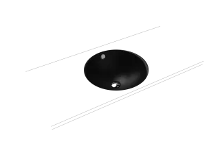 CLASSIC UNTERBAUWASCHTISCH, Mod.3182 d:491mm, cool grey 90, Perl-Effekt, Antidröhn mit Überlauf, Sichtteile chrom
