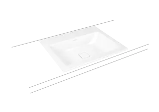 CONO EINBAUWASCHTISCH, Mod.3080 600x500mm, schwarz matt 100, Perl-Effekt, Antidröhn mit 1-er Hahnlochbohrung, ohne Überlauf