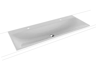 SILENIO EINBAU-DOPPELWASCHTISCH, Mod.3039-D 1200x 460mm, manhattan, Perl-Effekt, Antidröhn mit 2x1- er Hahnlochbohrung für Doppelwaschtisch, ohne Überlauf