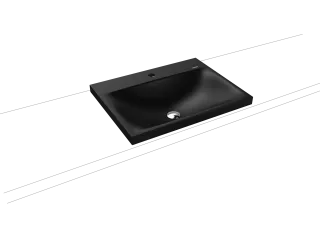 SILENIO Aufsatzwaschtisch (Randhöhe 40 mm), Mod.3040 600x460mm, cool grey 90, Perl-Effekt, Antidröhn mit 1-er Hahnlochbohrung, ohne Überlauf