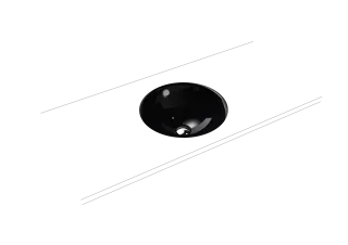 CLASSIC UNTERBAUWASCHTISCH, Mod.3183 d:432mm, schwarz, Perl-Effekt, Antidröhn mit Überlauf, Sichtteile chrom