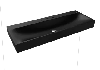 SILENIO WANDWASCHTISCH, Mod.3046 1200x460mm, schwarz matt 100, Perl-Effekt, Antidröhn mit 3-er Hahnlochbohrung, ohne Überlauf