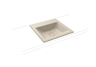 CONO EINBAUWASCHTISCH, Mod.3075 500x500mm, warm beige 20, Perl-Effekt, Antidröhn mit 1-er Hahnlochbohrung, ohne Überlauf