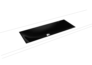 SILENIO UNTERBAUWASCHTISCH, Mod.3048 934x391mm, schwarz, Perl-Effekt, Antidröhn mit Überlauf, Sichtteile alpinweiß