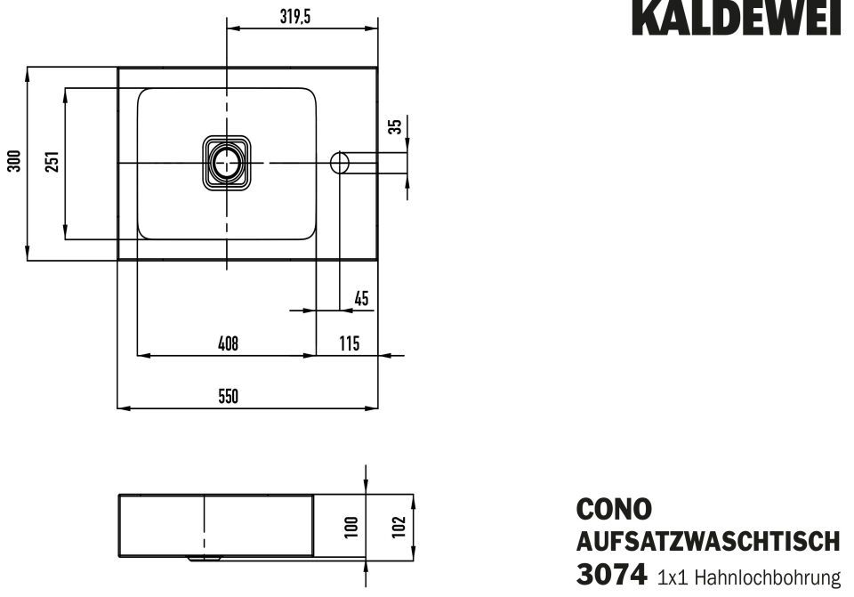 CONO AUFSATZ-HANDWASCHTISCH