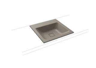 CONO EINBAUWASCHTISCH, Mod.3075 500x500mm, warm grey 60, Perl-Effekt, Antidröhn mit 1-er Hahnlochbohrung, ohne Überlauf