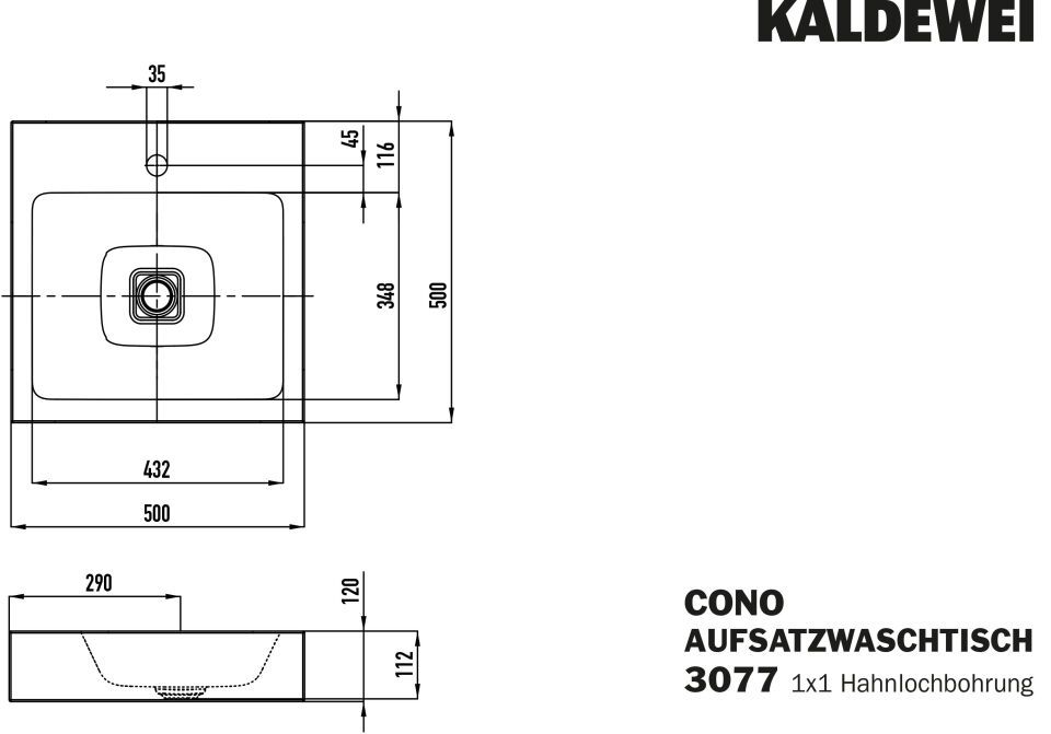 CONO AUFSATZWASCHTISCH (RANDHÖHE 120 MM)
