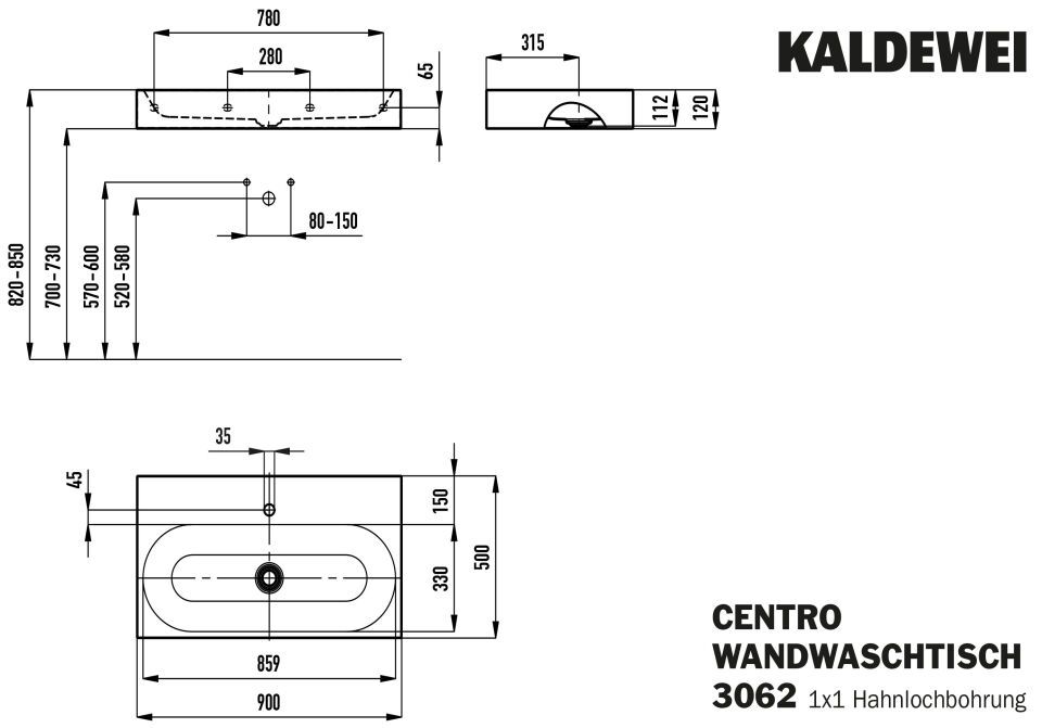 CENTRO WANDWASCHTISCH
