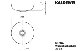 MIENA WASCHTISCH-SCHALE, Mod.3193 d:310mm, warm grey 60, Perl-Effekt, ohne Überlauf