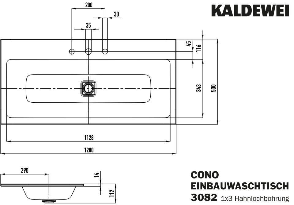 CONO EINBAUWASCHTISCH