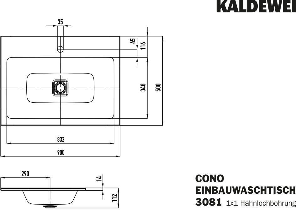 CONO EINBAUWASCHTISCH