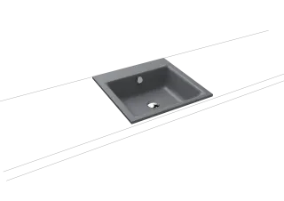 PURO EINBAUWASCHTISCH, Mod.3150 460x460mm, cool grey 70, Perl-Effekt, Antidröhn mit 1-er Hahnlochbohrung, mit Überlauf, Sichtteile chrom
