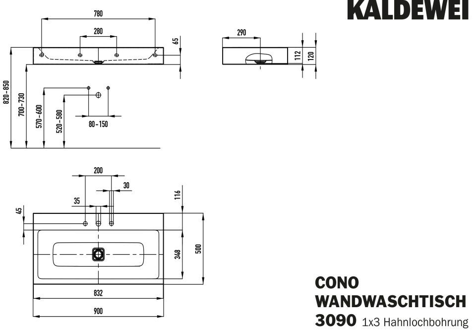 CONO WANDWASCHTISCH