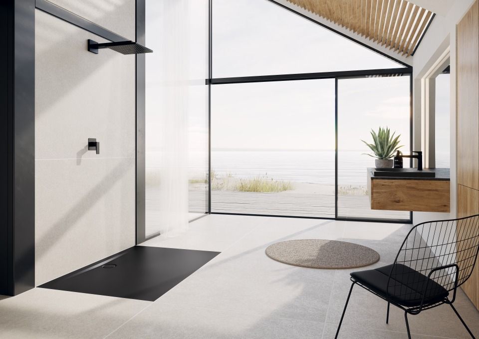 Duschfläche SUPERPLAN ZERO MIT WANNENTRÄGER EXTRAFLACH, Mod.1512-5 700x800mm, cool grey 80, Secure Plus