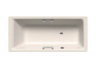 Badewanne PURO STAR MIT SEITLICHEM ÜBERLAUF, Mod.658 1700x750mm pergamon, Sonderüberlauf, mit Griffloch, Vollantislip