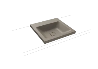 CONO AUFSATZWASCHTISCH (RANDHÖHE 40 MM), Mod.3076 500x500mm, warm grey 60, Perl-Effekt, Antidröhn ohne Überlauf
