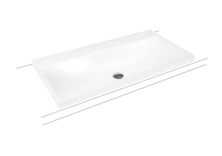 SILENIO Aufsatzwaschtisch (Randhöhe 40 mm), Mod.3041 900x460mm, warm grey 60, Perl-Effekt, Antidröhn mit 3-er Hahnlochbohrung, mit Überlauf, Sichtteile alpinweiß