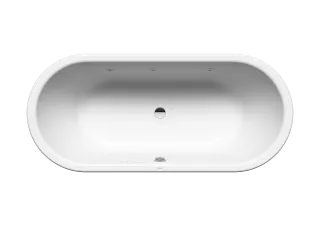 Badewanne CENTRO DUO OVAL, Mod.128, Aquamassage BODY, Rechts 1800x800mm, alpinweiss, Perl-Effekt Sichtteile chrom
