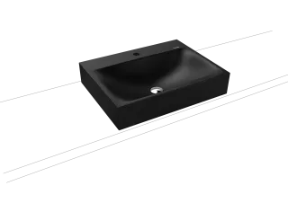 SILENIO AUFSATZWASCHTISCH (RANDHÖHE 120 MM), Mod.3042 600x460mm, cool grey 90, Perl-Effekt, Antidröhn mit 1-er Hahnlochbohrung, ohne Überlauf