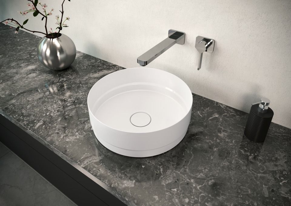 NUEVA WASCHTISCH-SCHALE, Mod.3191 d:380mm, cool grey 90, Perl-Effekt, ohne Überlauf