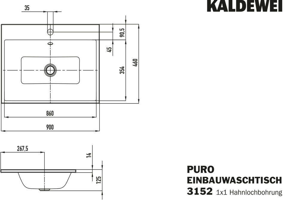 PURO EINBAUWASCHTISCH