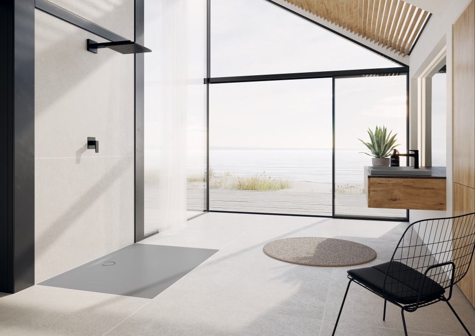 Duschfläche SUPERPLAN ZERO MIT WANNENTRÄGER EXTRAFLACH, Mod.1512-5 700x800mm, cool grey 80, Secure Plus