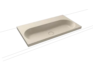 CENTRO AUFSATZWASCHTISCH (RANDHÖHE 40MM), Mod.3056 900x500mm, warm beige 20, Perl-Effekt, Antidröhn ohne Überlauf